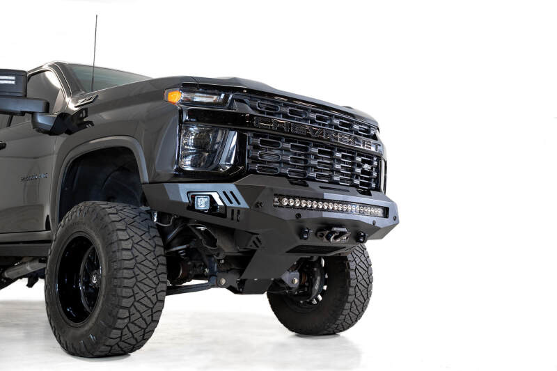 Chevrolet Silverado 2500 Bumper - Front - Addictive Desert Designs - Stealth Fighter - Hammer Black with Satin Black Panels - `20-`27